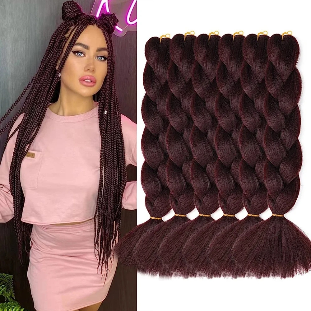 Jumbo Braiding Hair For Women 24 Inches Synthetic Extension 4 Packs Color 99J